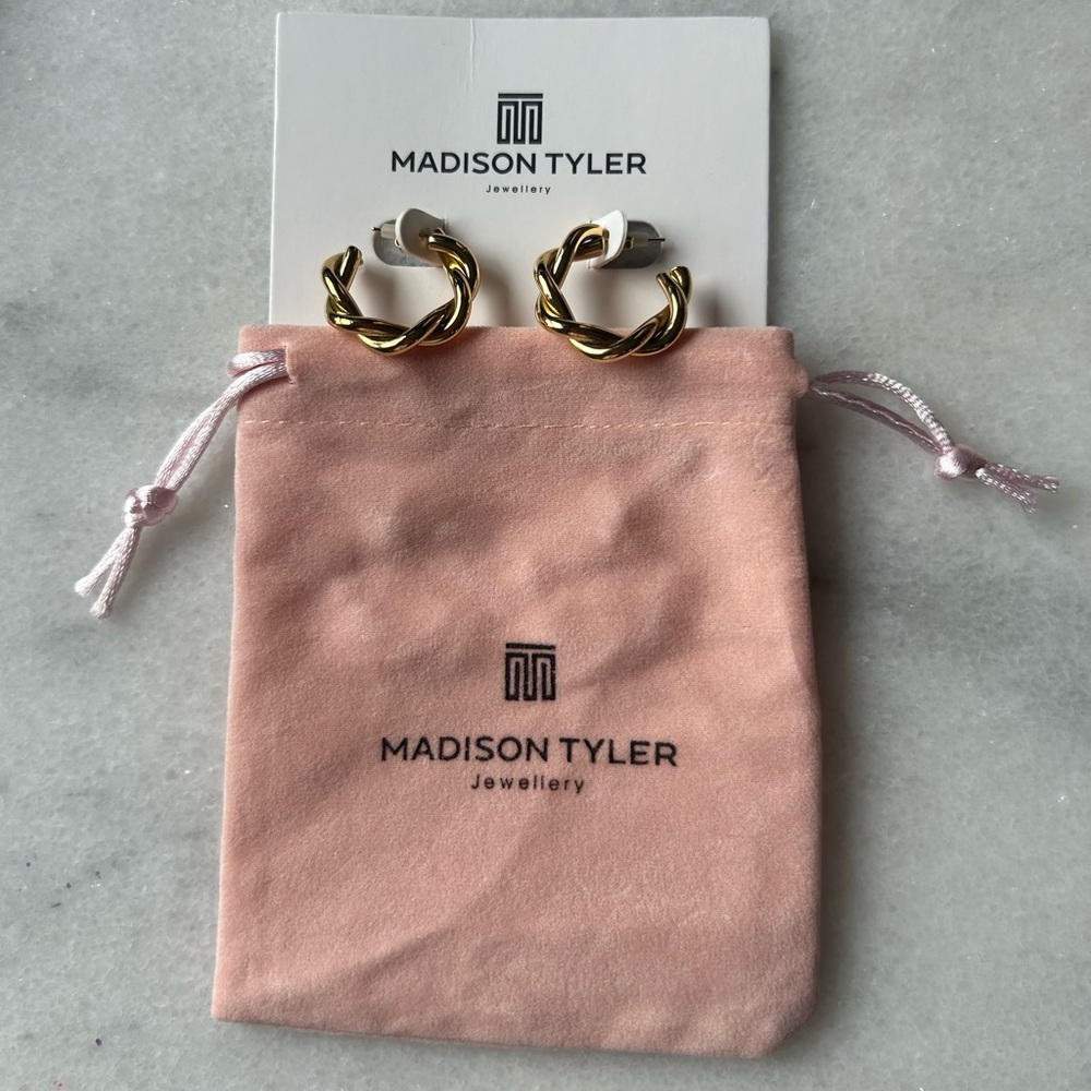 Madison Tyler Gold Braided Huggies & Dust Bag